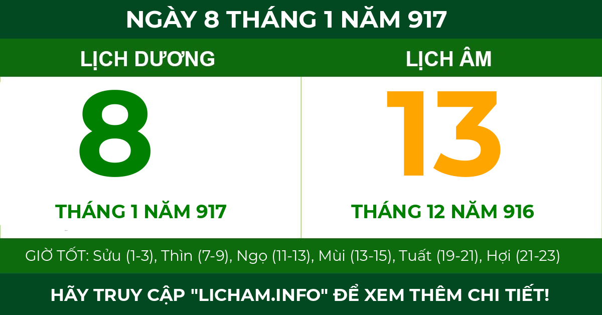 lịch âm ngày 8 tháng 1 năm 917