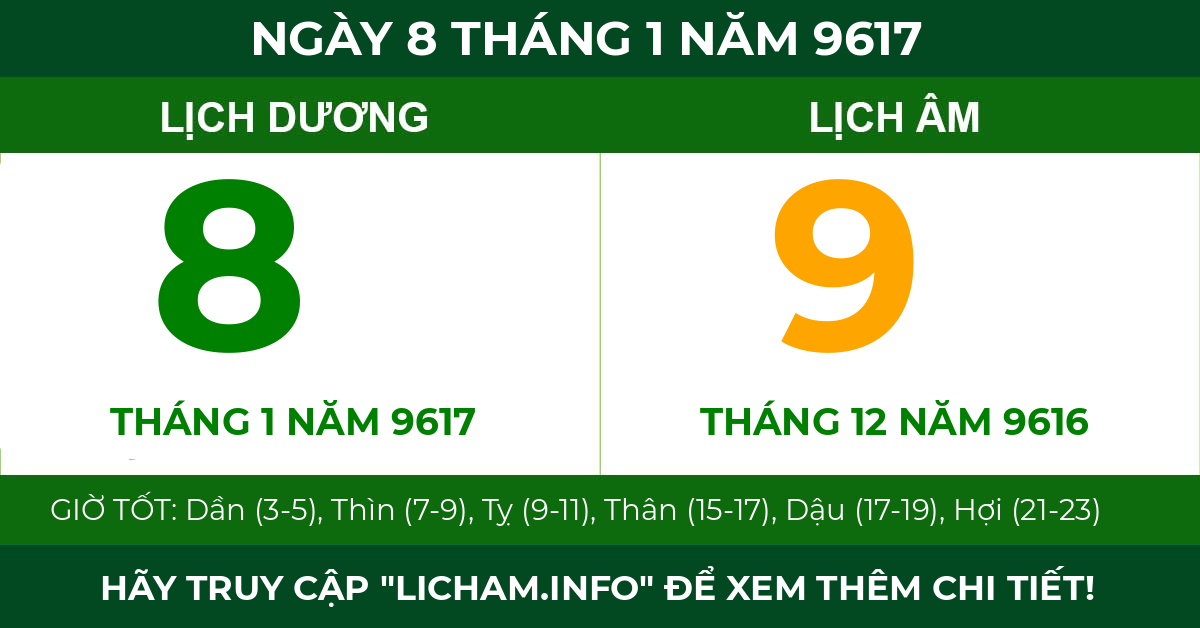 lịch âm ngày 8 tháng 1 năm 9617