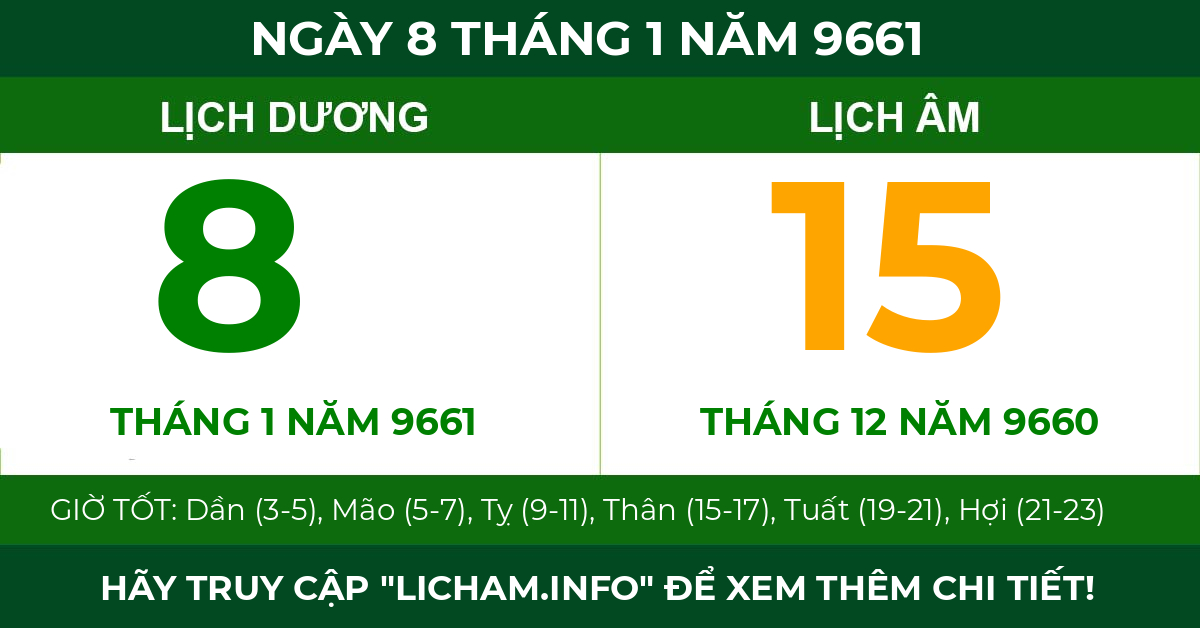 lịch âm ngày 8 tháng 1 năm 9661