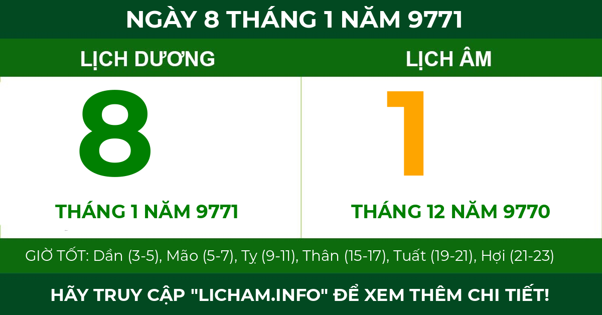 lịch âm ngày 8 tháng 1 năm 9771