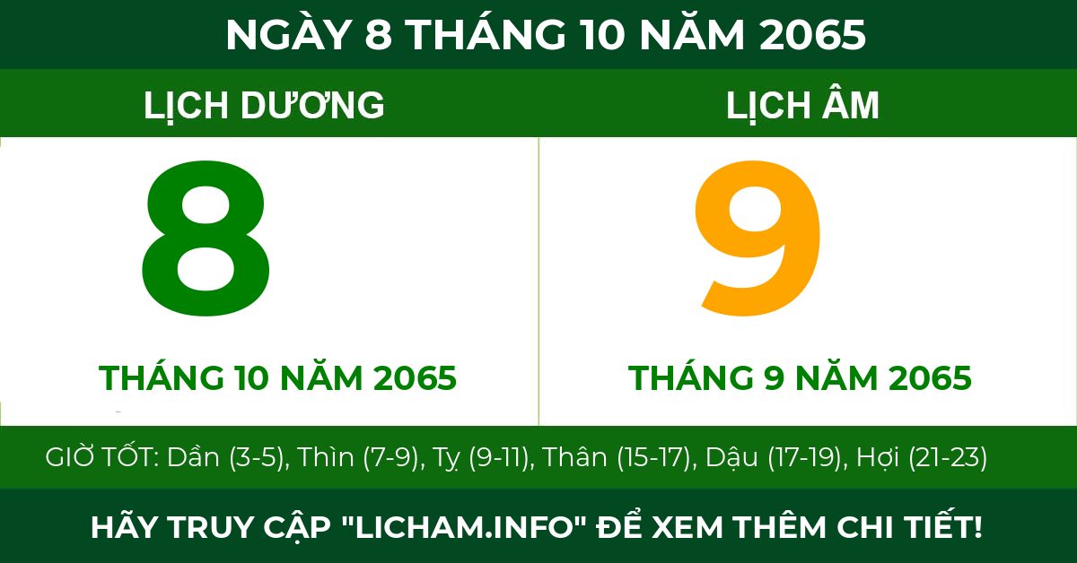 lịch âm ngày 8 tháng 10 năm 2065