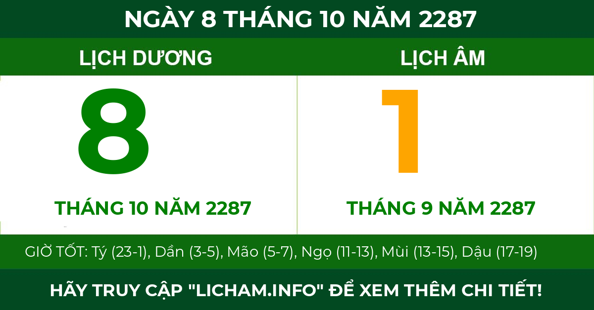 lịch âm ngày 8 tháng 10 năm 2287