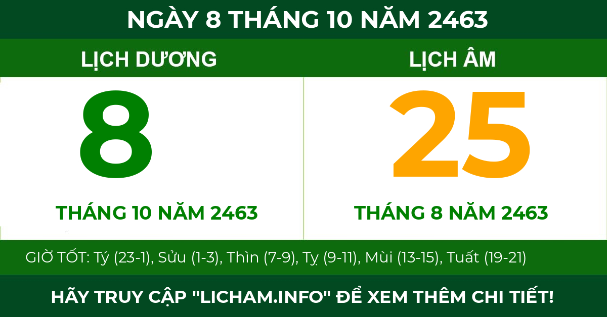 lịch âm ngày 8 tháng 10 năm 2463