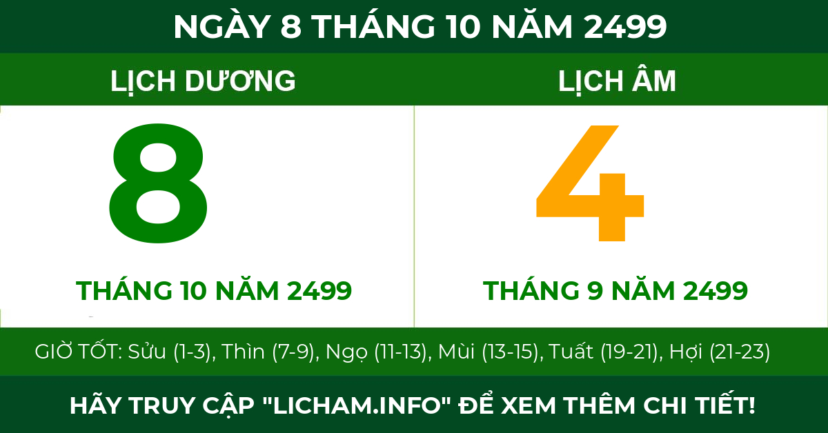 lịch âm ngày 8 tháng 10 năm 2499