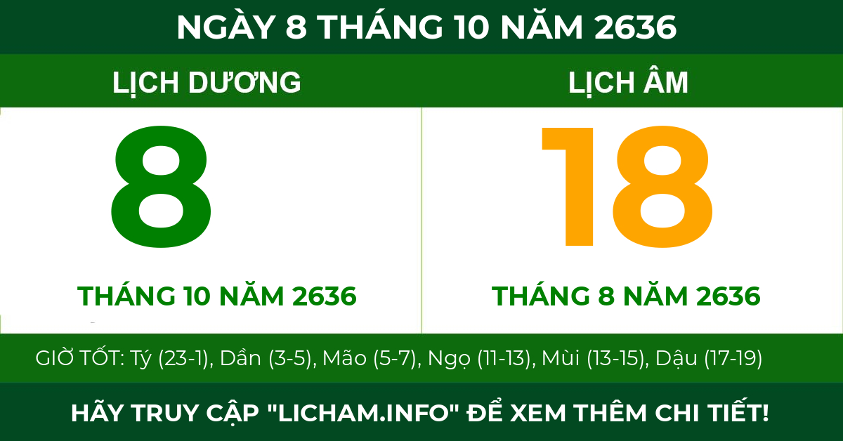 lịch âm ngày 8 tháng 10 năm 2636