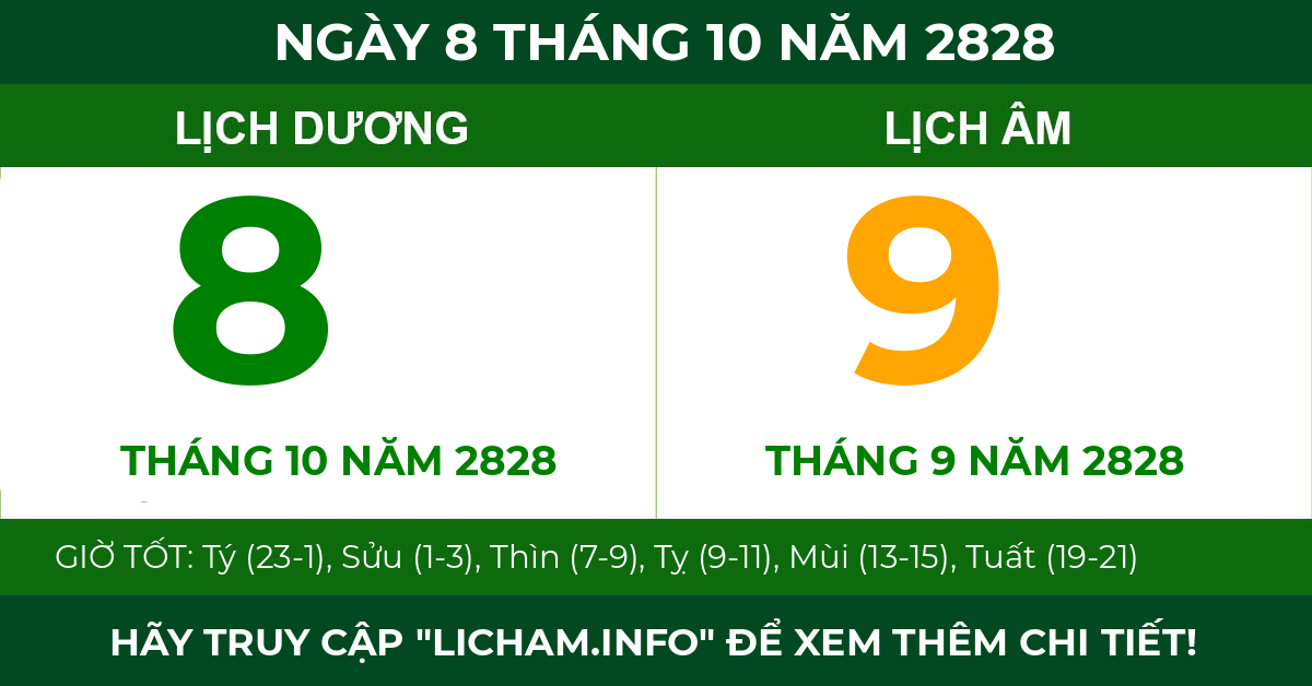 lịch âm ngày 8 tháng 10 năm 2828