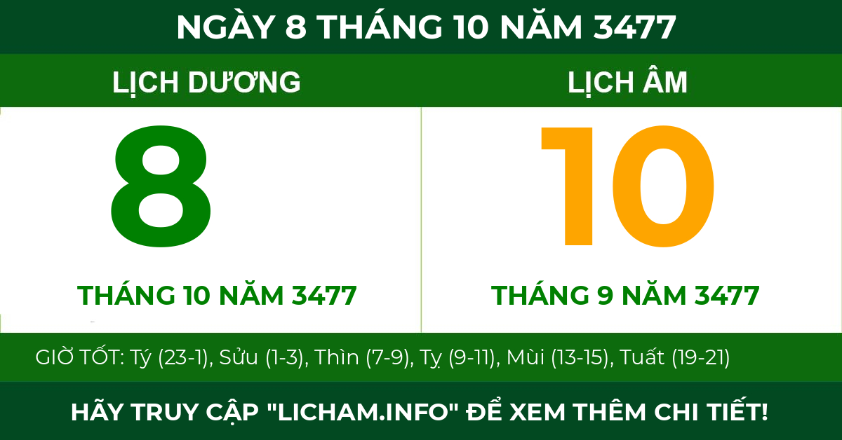 lịch âm ngày 8 tháng 10 năm 3477