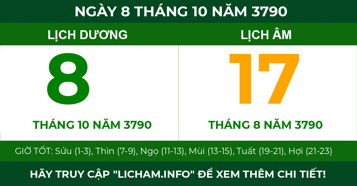 lịch âm ngày 8 tháng 10 năm 3790
