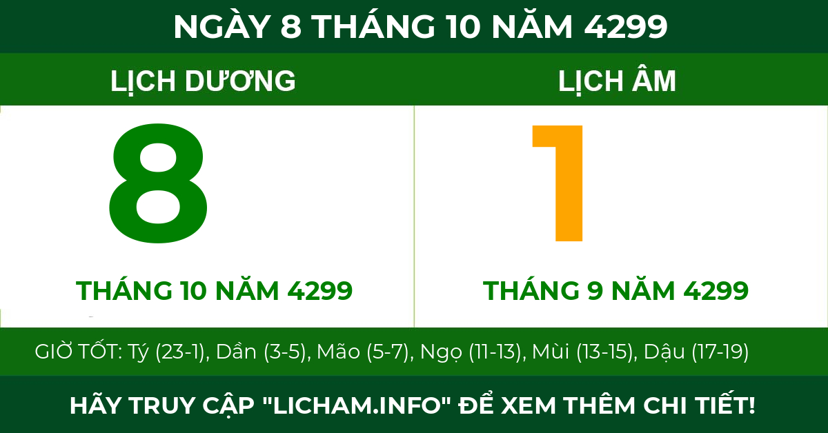 lịch âm ngày 8 tháng 10 năm 4299