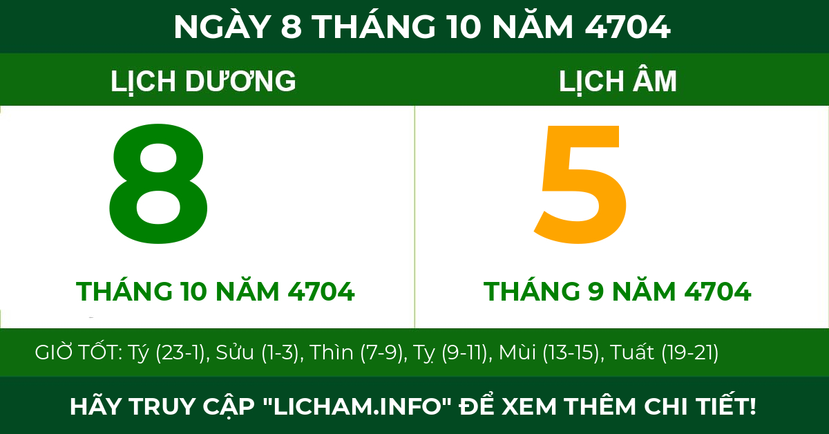 lịch âm ngày 8 tháng 10 năm 4704