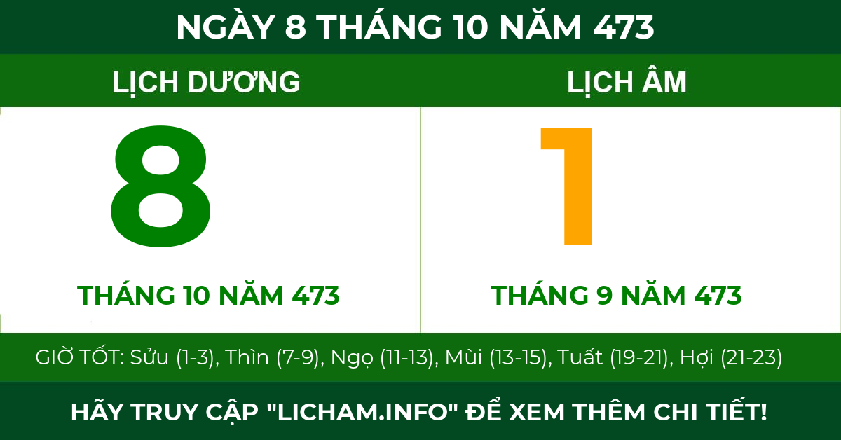 lịch âm ngày 8 tháng 10 năm 473