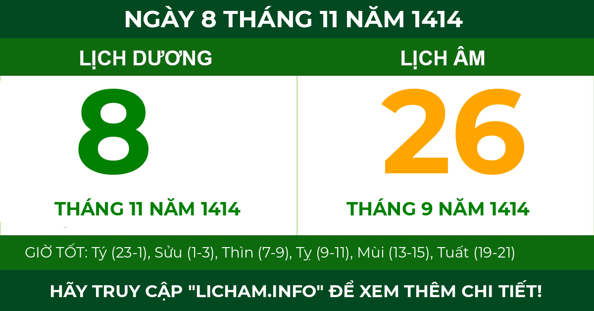 lịch âm ngày 8 tháng 11 năm 1414