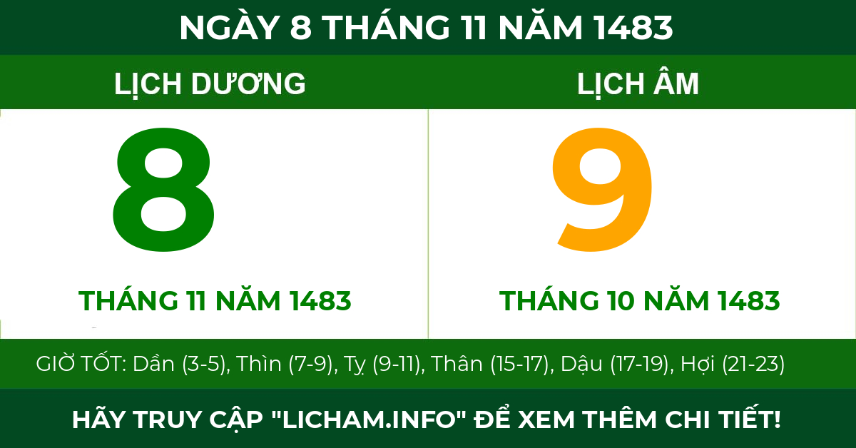 lịch âm ngày 8 tháng 11 năm 1483