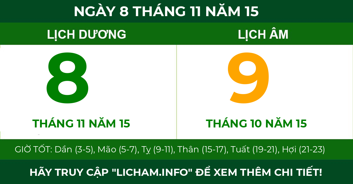 lịch âm ngày 8 tháng 11 năm 15