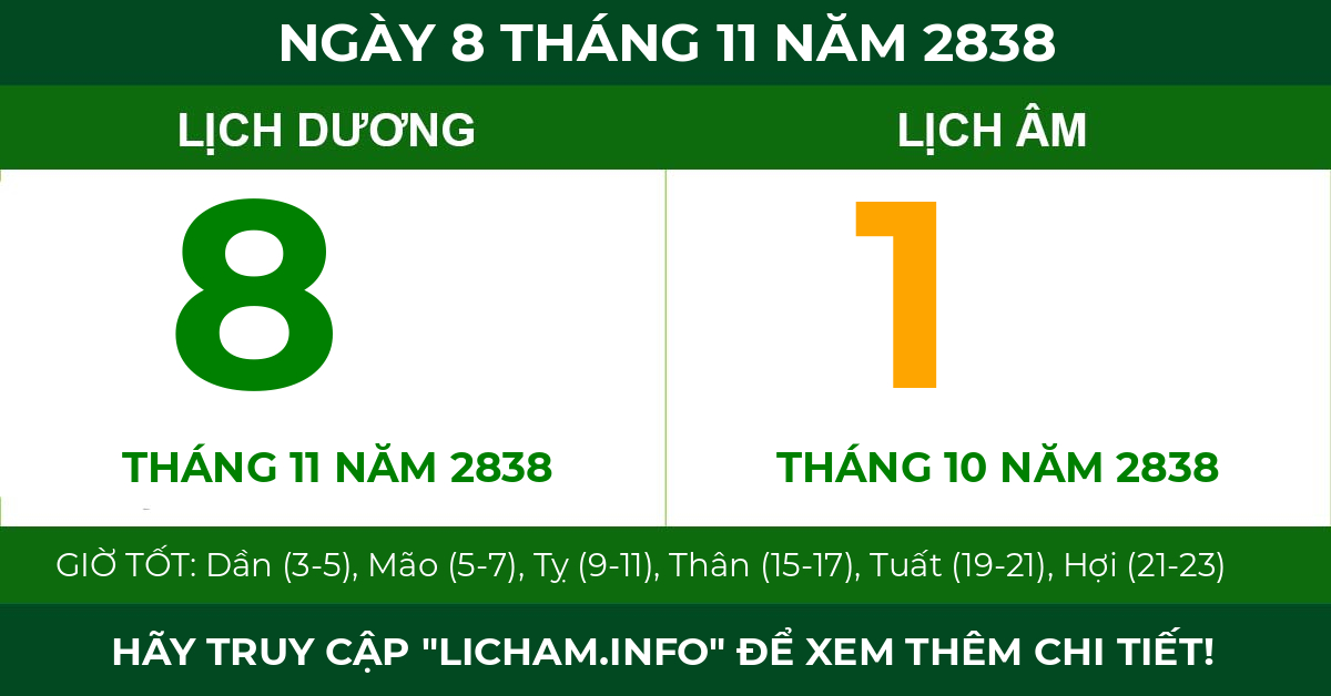 lịch âm ngày 8 tháng 11 năm 2838