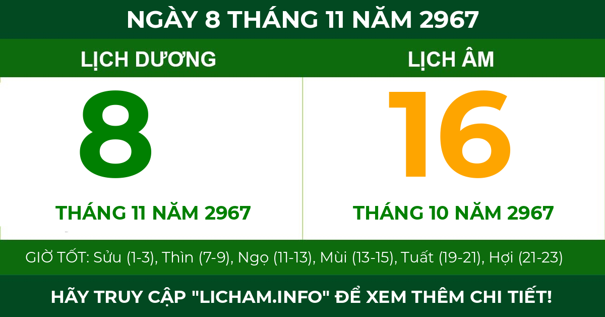lịch âm ngày 8 tháng 11 năm 2967