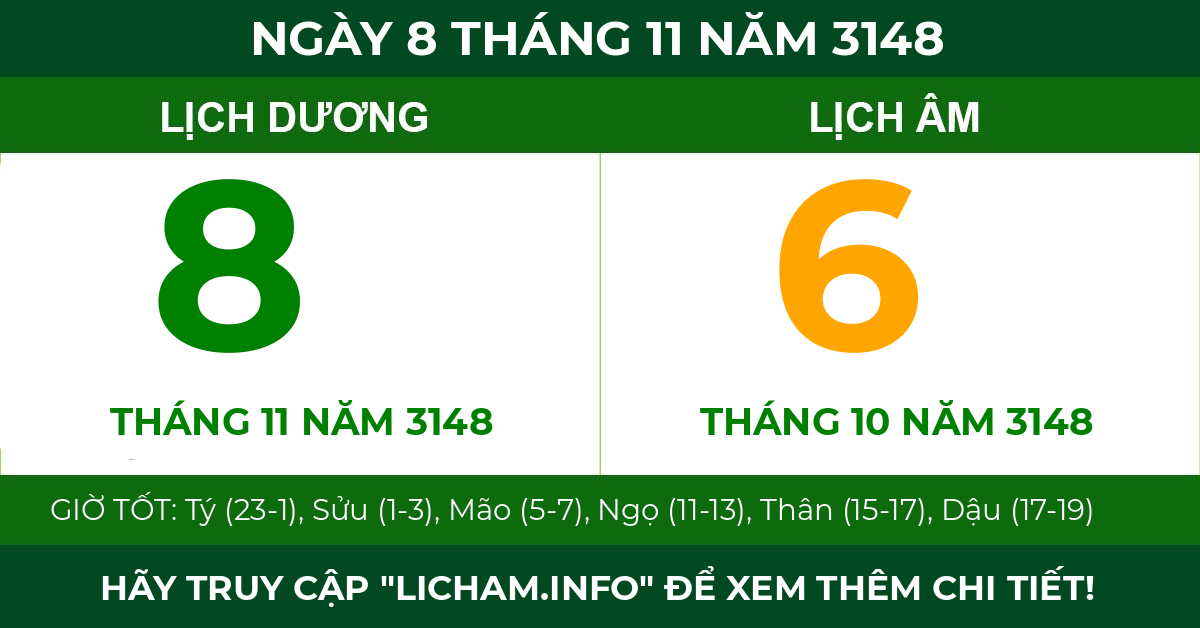 lịch âm ngày 8 tháng 11 năm 3148