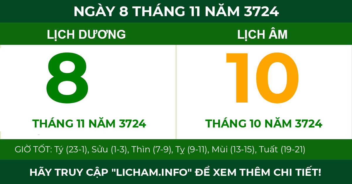 lịch âm ngày 8 tháng 11 năm 3724
