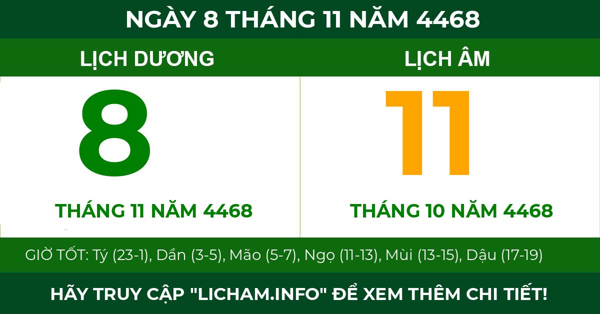 lịch âm ngày 8 tháng 11 năm 4468