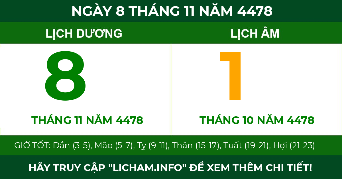 lịch âm ngày 8 tháng 11 năm 4478