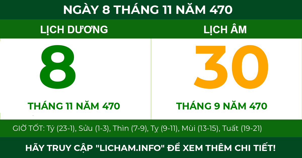 lịch âm ngày 8 tháng 11 năm 470