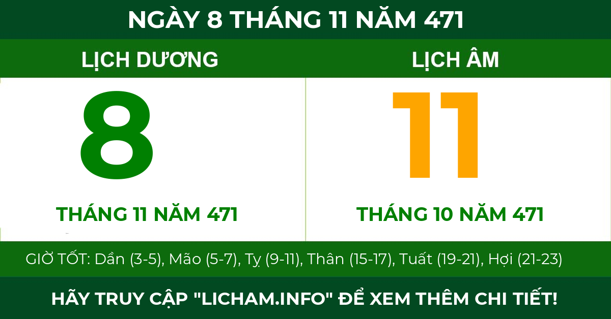 lịch âm ngày 8 tháng 11 năm 471