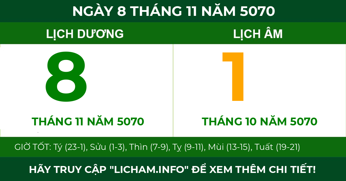 lịch âm ngày 8 tháng 11 năm 5070