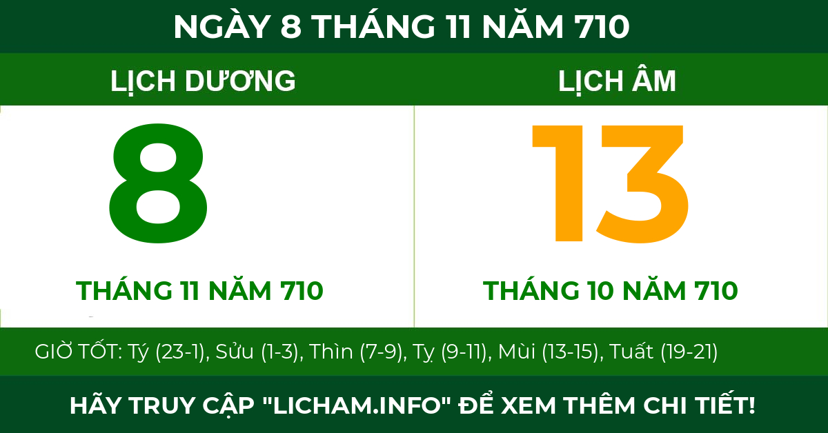 lịch âm ngày 8 tháng 11 năm 710