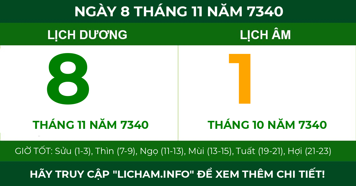 lịch âm ngày 8 tháng 11 năm 7340