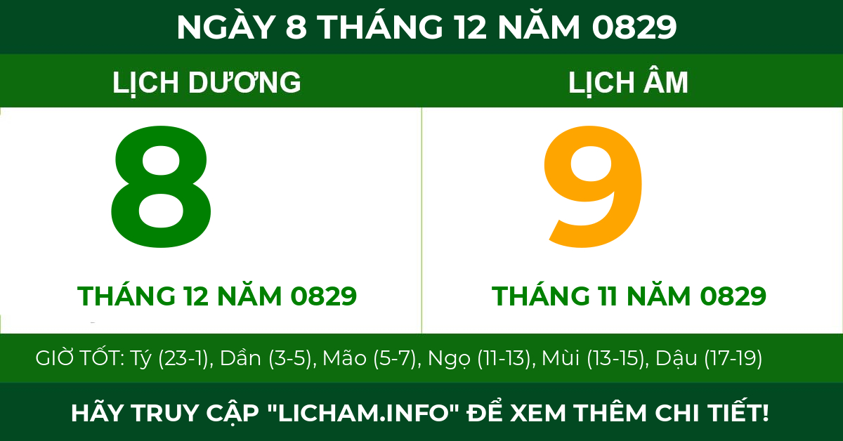 lịch âm ngày 8 tháng 12 năm 0829