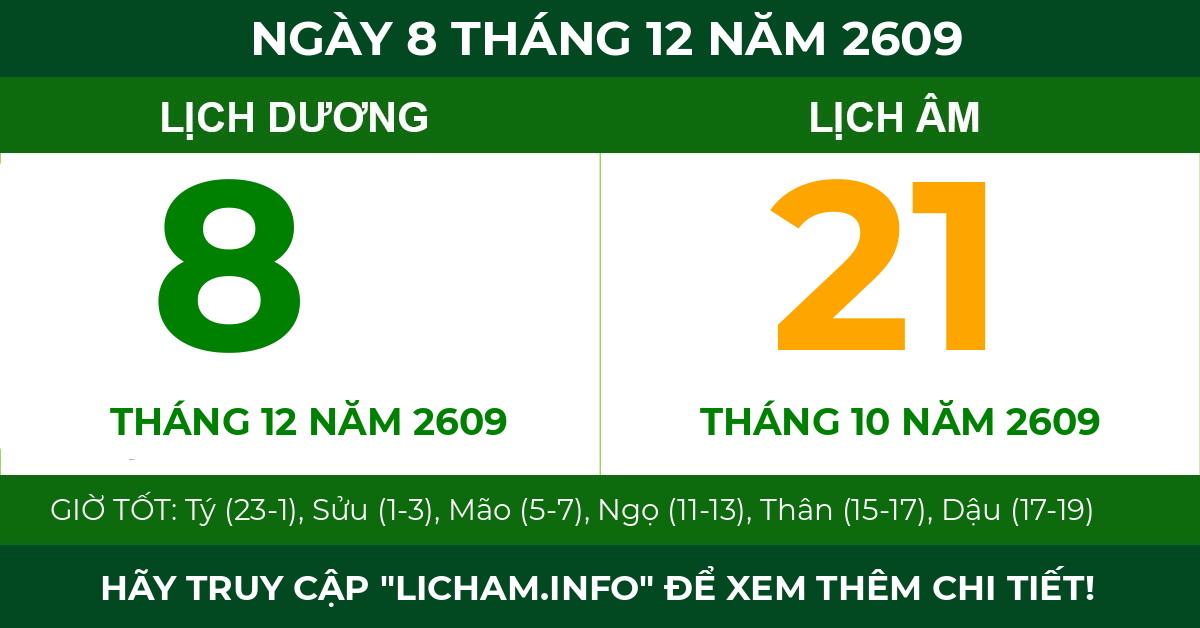 lịch âm ngày 8 tháng 12 năm 2609