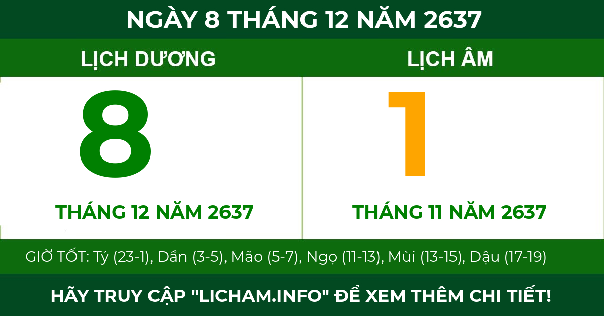 lịch âm ngày 8 tháng 12 năm 2637
