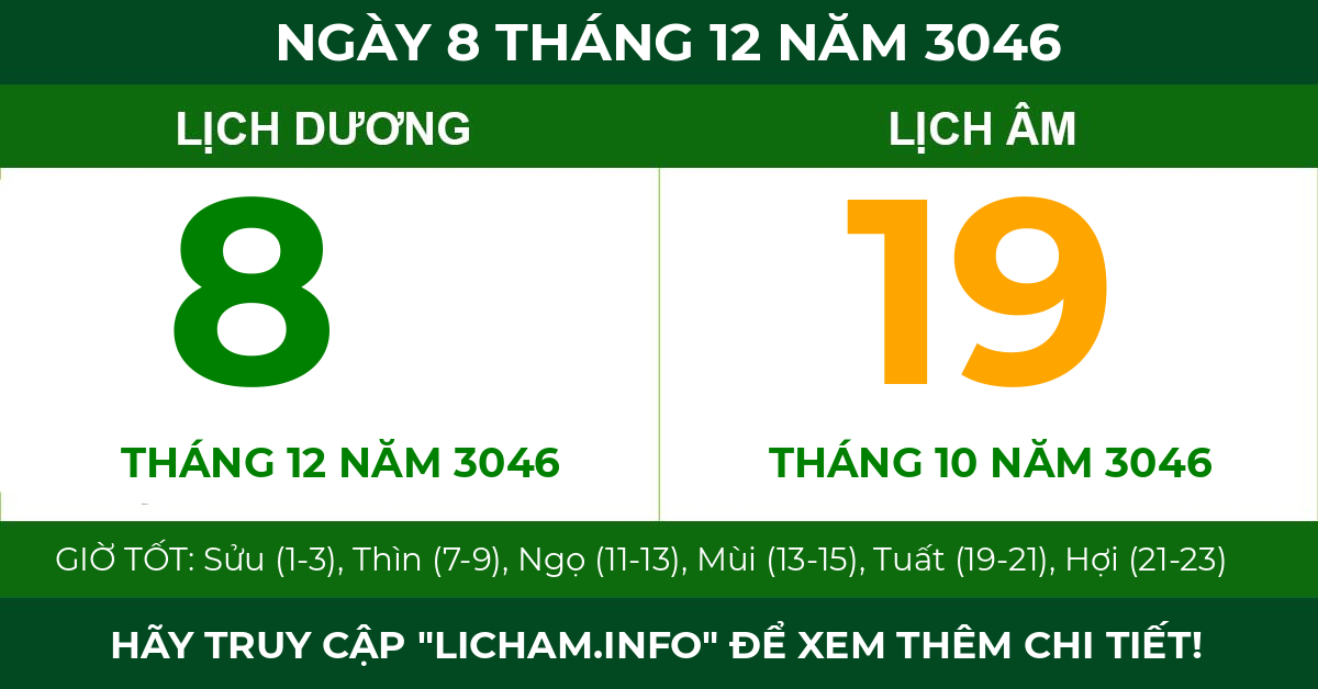 lịch âm ngày 8 tháng 12 năm 3046