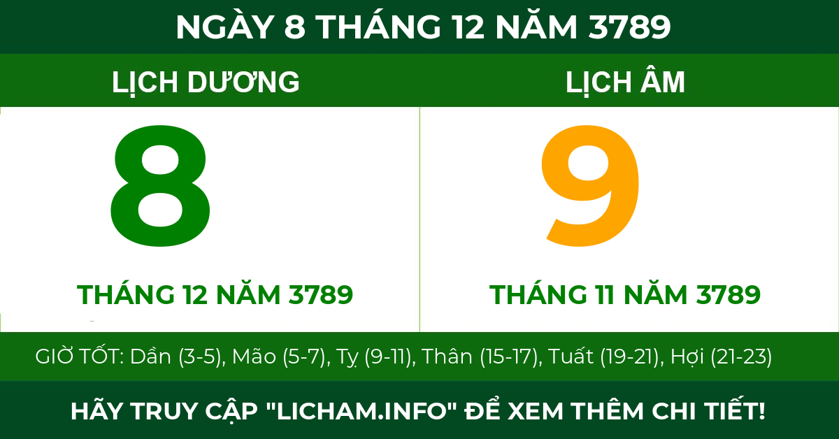 lịch âm ngày 8 tháng 12 năm 3789