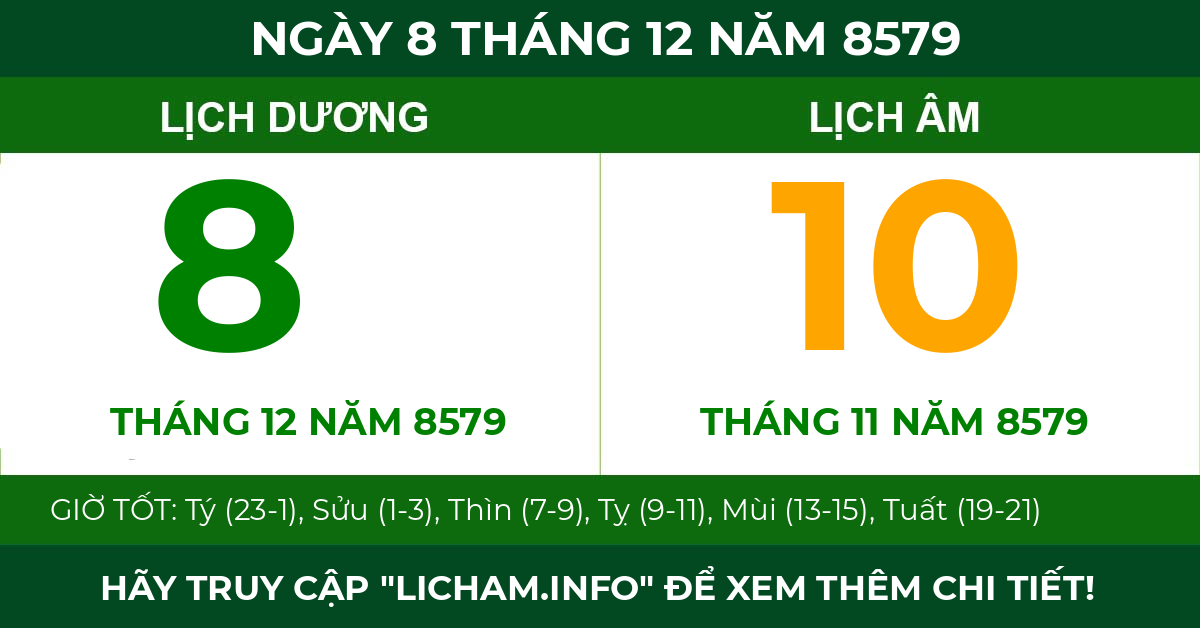 lịch âm ngày 8 tháng 12 năm 8579