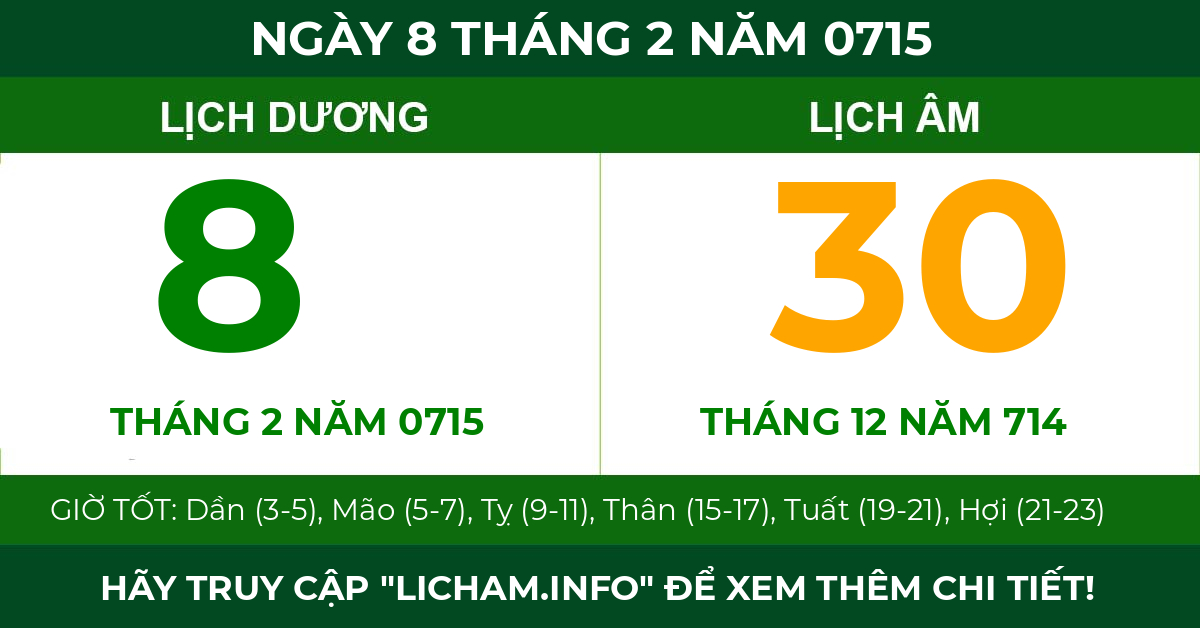 lịch âm ngày 8 tháng 2 năm 0715