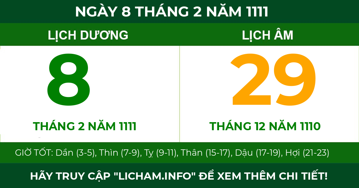 lịch âm ngày 8 tháng 2 năm 1111