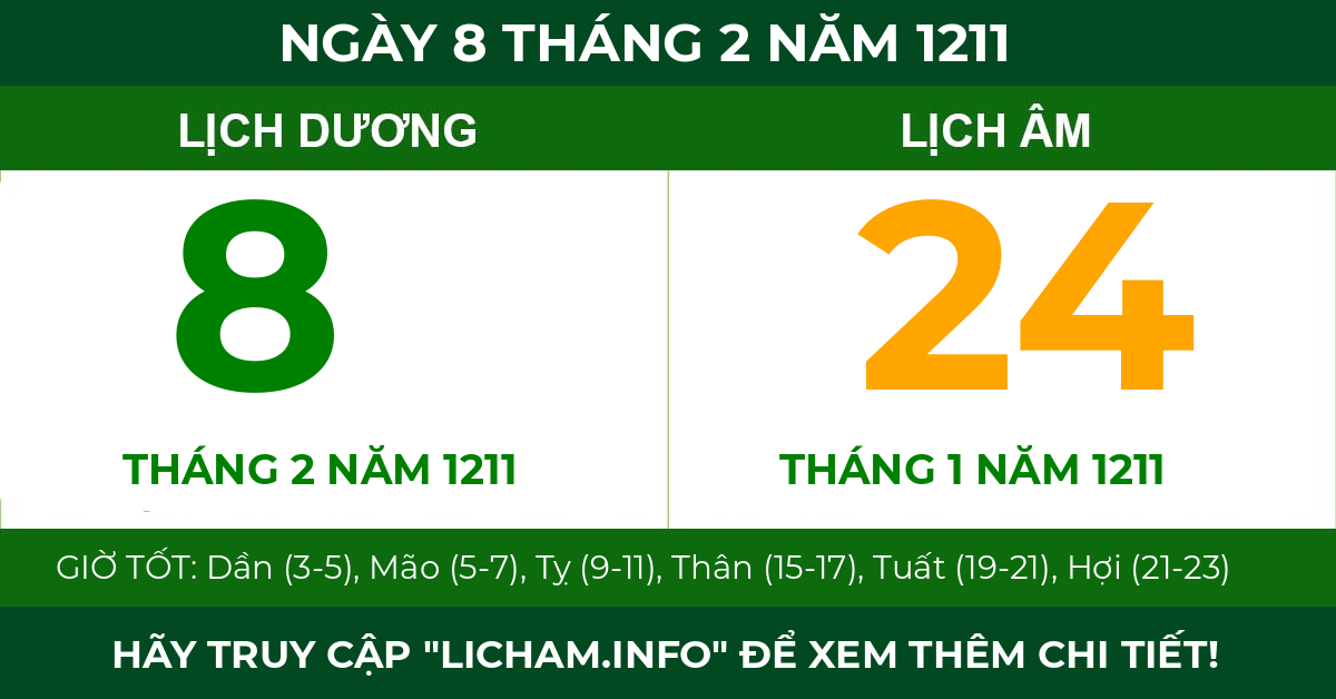 lịch âm ngày 8 tháng 2 năm 1211