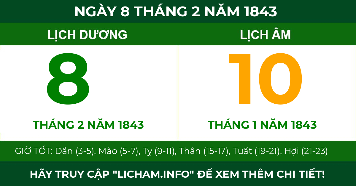 lịch âm ngày 8 tháng 2 năm 1843