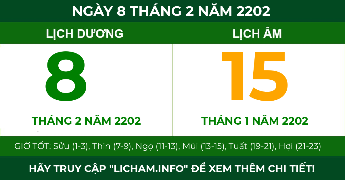 lịch âm ngày 8 tháng 2 năm 2202