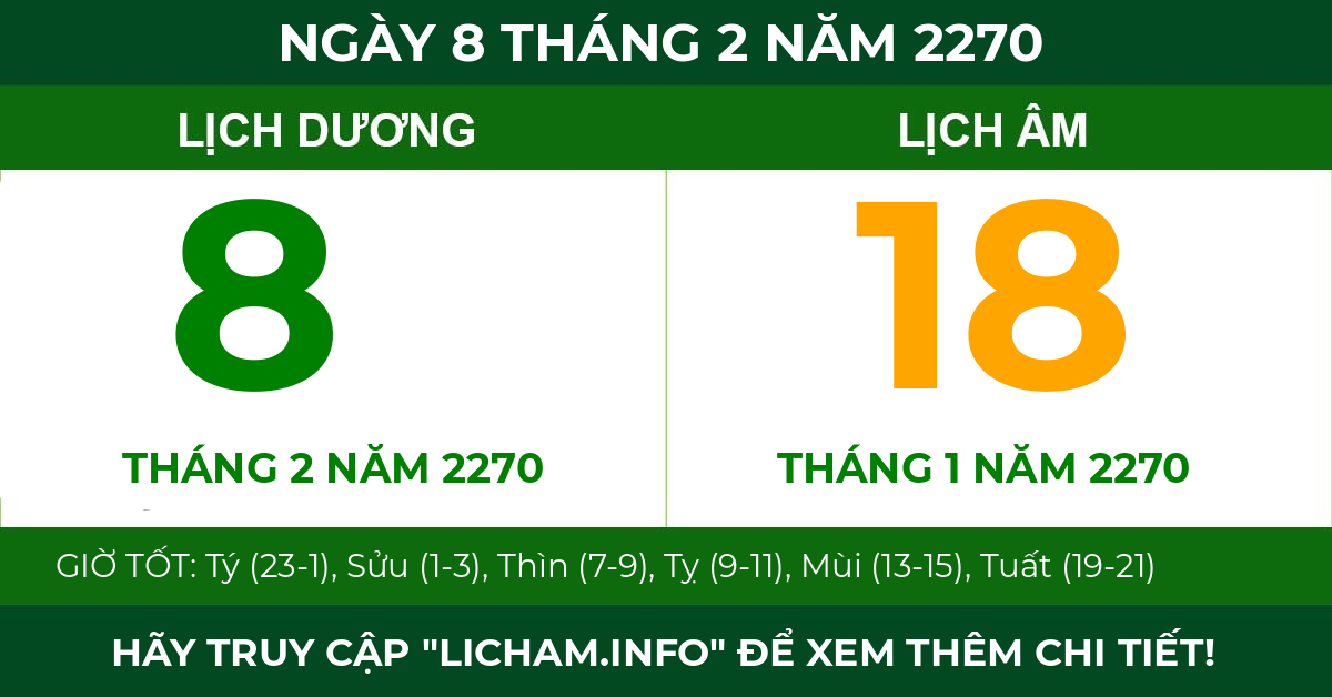 lịch âm ngày 8 tháng 2 năm 2270