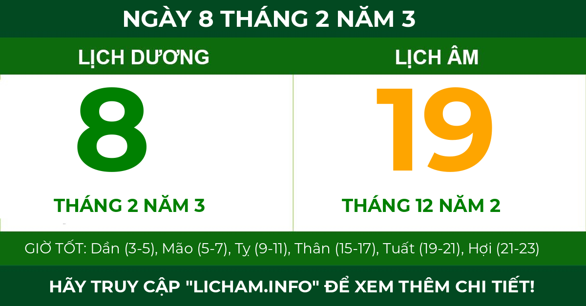 lịch âm ngày 8 tháng 2 năm 3