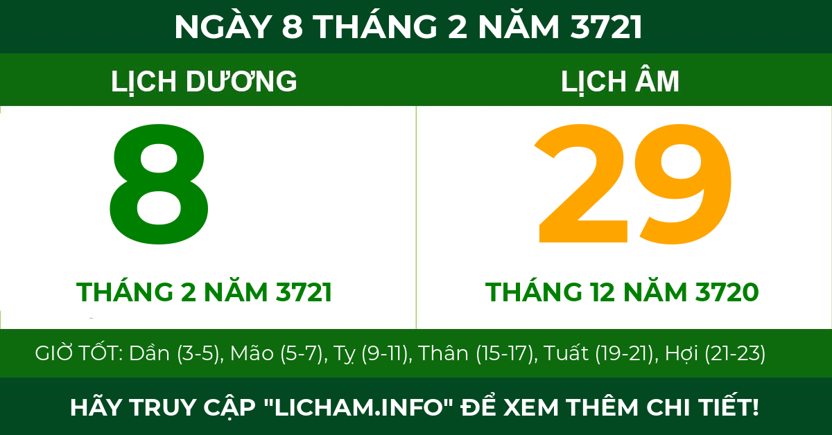 lịch âm ngày 8 tháng 2 năm 3721