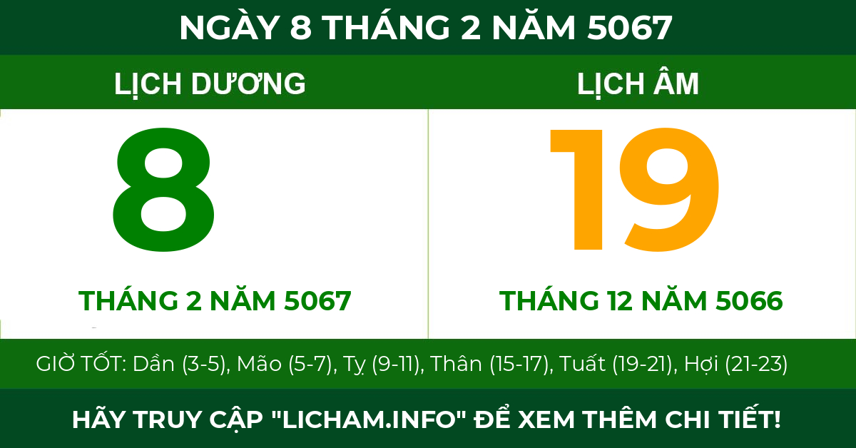 lịch âm ngày 8 tháng 2 năm 5067