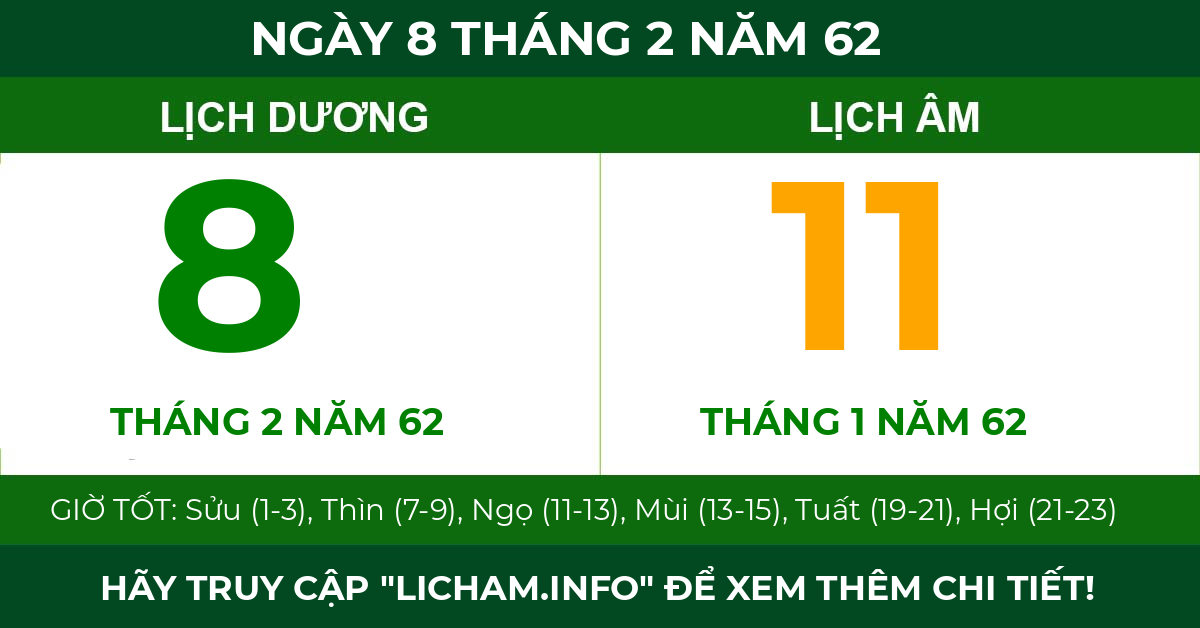 lịch âm ngày 8 tháng 2 năm 62