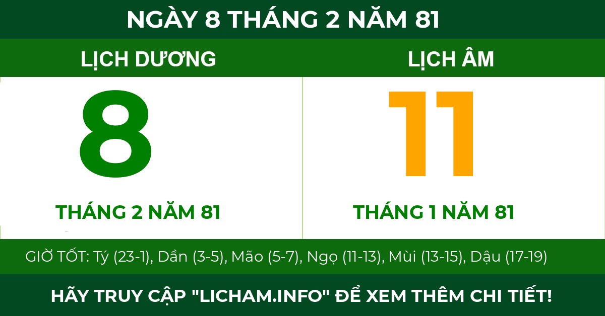 lịch âm ngày 8 tháng 2 năm 81