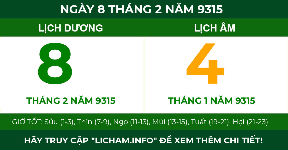 lịch âm ngày 8 tháng 2 năm 9315