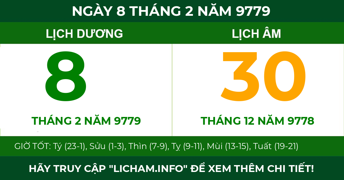 lịch âm ngày 8 tháng 2 năm 9779