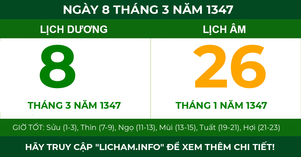 lịch âm ngày 8 tháng 3 năm 1347