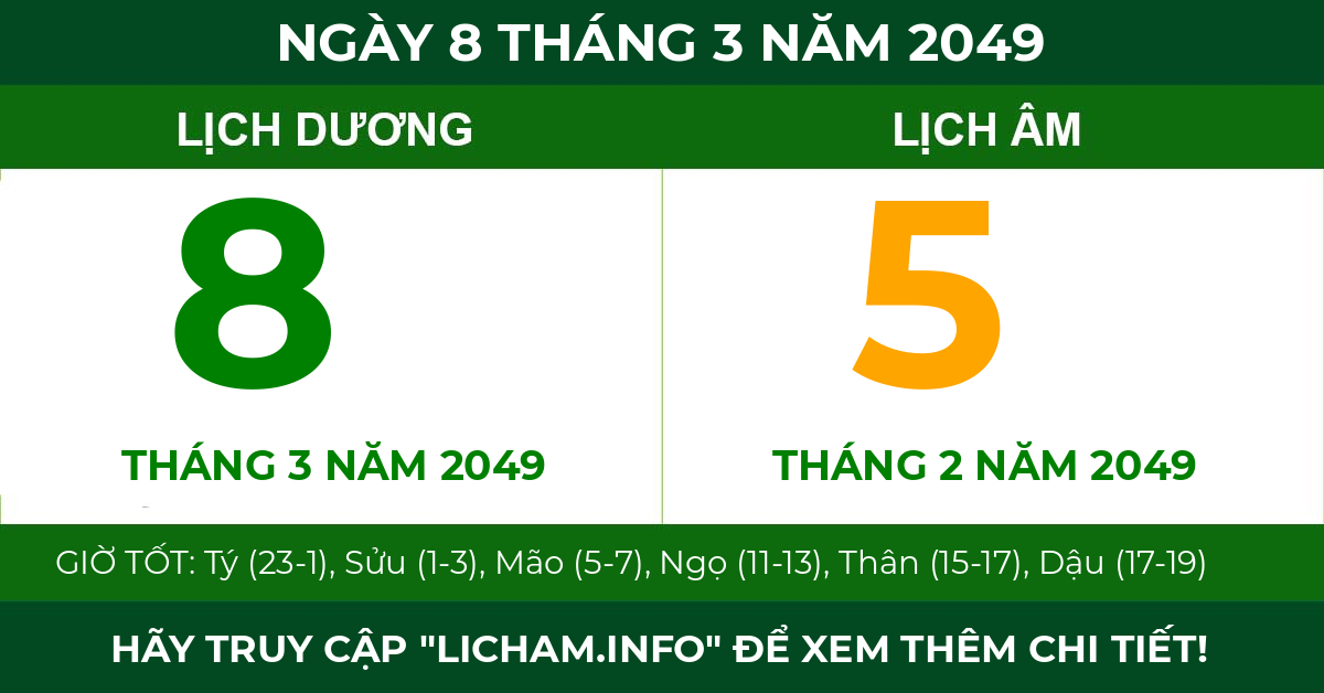 lịch âm ngày 8 tháng 3 năm 2049